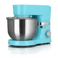 Produktbild: HEINRICHS Küchenmaschine Knetmaschine Teigmaschine 1300W.Küchengerät Rührbesen Knethaken Schneebesen Spritzschutz 10 einstellbare Geschwindigkeiten XL 6,2L Edelstahlschüssel geräuscharm (Türkis)