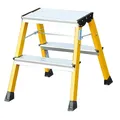 Produktbild: Klapptritt Krause Trittleiter Rolly - 2x2 Stufen Doppel-Klapp Tritt mit Roll/Stop-Automatik, Farbe gelb 130044
