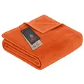 Produktbild: Ibena Porto Kinderdecke 100x150 cm - weich, warm & waschbar, kleine Kuscheldecke für Kinder orange