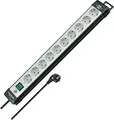 Produktbild: Brennenstuhl Premium-Line Steckdosenleiste 10-Fach (Mehrfachsteckdose mit Schalter und 3m Kabel - 45° Winkel der Schutzkontakt-Steckdosen, Steckdosenleiste Wandmontage, Made in Germany) schwarz/grau