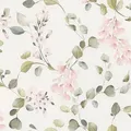 Produktbild: Rasch home style Tapete 285772 - Helle Papiertapete mit Eukalyptus und rosa Pflanzen in Aquarelloptik - 10,05m x 0,53m