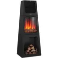 Produktbild: tectake Elektrokamin Standkamin mit Thermostat, 900/1800 W, pulverbeschichteter Stahl, 3D-Flammeneffekt, Holz-/Glutoptik, Kipp- und Überhitzungsschutz schwarz