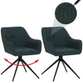 Produktbild: 2er-Set Esszimmerstuhl MCW-O47, Küchenstuhl Armlehne, drehbar Auto-Return, Stoff/Textil (270g/m²) ~ petrol-grün