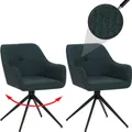 Produktbild: 2er-Set Esszimmerstuhl MCW-O47, Küchenstuhl Armlehne, drehbar Auto-Return, Stoff/Textil (270g/m²) petrol-grün