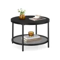 Produktbild: VASAGLE Couchtisch 2 Ebenen mit Glasplatte marmorschwarz-tintenschwarz B34LCT072B58