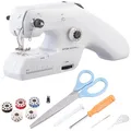 Produktbild: PEARL Nähmaschine: Echte Mini-Handnähmaschine mit Ober- und Unterfaden, USB & Batterien (Handheld Sewing Machine, Handnähmachine, Werkzeug)