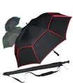 Produktbild: iX-brella 146 cm XXXL Fiber-Golfschirm Automatik doppeltes Dach mit Ventilationsbezug - schwarz-rot