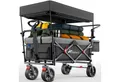 Produktbild: TRESKO Bollerwagen Faltbar mit Dach Kühlfach & Seitenrollos (Handwagen max. belastbar bis 150kg Transportwagen, mit Vollgummireifen & Feststellbremsen), Vorne & Hinten) und 3-Punkt-Gurt