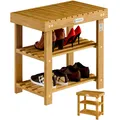 Produktbild: DeubaXXL DE Schuhregal 2in1 Akazienholz FSC®-zertifiziert 50x33x46cm 106543