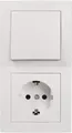 Produktbild: McPower Lichtschalter-Steckdosen Kombination | Flair | 2-fach Set, Schalter und Steckdose mit Rahmen, 250V~/10A, Unterputz, für Wohnräume, Küche, Büro, weiß matt