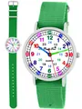 Produktbild: Armbanduhr Kinder Jungen Mädchen Uhr Lernuhr Nylon Armband grün analog Quarz