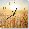 Produktbild: DEQORI Glasuhr 30x30 cm Zahlen 'Goldene Ernte' Wanduhr Glas Uhr Design leise Küchenuhr