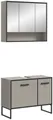 Produktbild: xonox.home Badmöbel-Set, (2tlg. Set bestehend aus Waschbeckenunterschrank, Spiegelschrank), Kaschmir Nachbildung Siphonausschnitt Softclose Melamin 80x192x36 cm