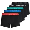 Produktbild: JACK&JONES Herren Boxer Shorts, 5er Pack - JACHUEY TRUNKS, Baumwoll-Stretch Rot/Blau/Petrol/Schwarz XL