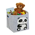 Produktbild: Relaxdays Aufbewahrungskorb Filz, Panda-Motiv, Filzkorb für Kinder, faltbar, HBT: 33 x 34 x 32 cm, Spielzeugkorb, grau