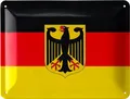 Produktbild: LANOLU Retro Blechschild Deutschland Flagge mit Adler, Souvenir Deutschland, Deutschlandfahne mit Bundesadler 15x20cm