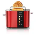 Produktbild: Arendo Toaster Edelstahl, Kurzschlitz, Touch Display, Bräunungsgrad- & Restzeitanzeige, 2 Schlitze, 2 Scheiben, 800 W, Brötchenaufsatz, wärmeisoliert