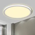 Produktbild: LQWELL® Deckenleuchte LED Deckenlampe, IP44 Wasserfest Badlampe Rund Flach 23W 3000K 2400LM Modern Schlicht Lampe Dünn für Wohnzimmer Badezimmer Schlafzimmer Küche Balkon Keller Büro, 300 * 25mm