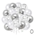 Produktbild: Luftballons Helium Silber Konfetti 50 Stück 12 Zoll Silber Metallic Chrome We...