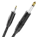 Produktbild: deleyCON 3,0m 6,35mm Mono auf 3,5mm Stereo Klinke Klinkenkabel AUX - Studio Qualität - aus reinem OFC Kupfer (AWG24) - für E-Gitarre Bass Verstärker Mixer Keyboard