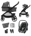 Produktbild: Maxi-Cosi Zelia S Trio² Kinderwagen 3in1 mit Kindersitz, 0-4 Jahre, Einhändig Klappbar, Kompaktes und Wendbares Kinderwagen Set, mit CabrioFix S i-Size Babyschale, Zubehör, Wickeltasche, Dark Grey