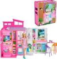 Produktbild: Barbie -Ferien-Puppenhaus mit -Puppe, 4 Spielbereichen und 11 Deko-Zubehörteilen, 3 Jahr(e)