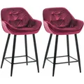Produktbild: CLP 2er Set Barhocker Gibson Samt Sitzhöhe 76 cm lila