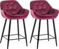 Produktbild: CLP 2er Set Barhocker Gibson Samt, Sitzhöhe 76 cm,lila