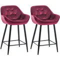 Produktbild: CLP 2er Set Barhocker Gibson Samt I Sitzhöhe 76 cm I Tresenstühle Mit Fußstütze