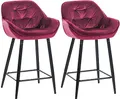 Produktbild: CLP 2er Set Barhocker Gibson Samt I Sitzhöhe 76 cm I Tresenstühle Mit Fußstütze, Farbe:lila