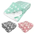 Produktbild: heimtexland ® super Flauschige Kuscheldecke mit Sherpa Fell Wohndecke Sterne 200x150 Decke Typ868 Mint