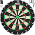 Produktbild: RE:SPORT® Sisal Premium Dartscheibe XXL Set mit 9 Profi Dartpfeile + 24 Pro Flights + Zubehör | Steeldart Dartboard mit Montageset | Steeldartscheibe mit Pfeilen Startlinie (Classic ohne Zubehör)
