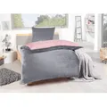 Produktbild: Bettwäsche Winter Flausch Cashmere Touch Uni Wende warm 2 teilig 135x200 mit RV Farbe Silber / Rosé - Silber/Rosa