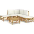 Produktbild: vidaXL 6-tlg Garten-Lounge-Set mit CremeWeißen Kissen Bambus Modell 9