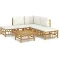 Produktbild: 6-tlg. Garten-lounge-set Mit Cremeweißen Kissen Bambus - Vidaxl
