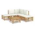 Produktbild: vidaXL Gartenlounge-Set, 6-tlg. Lounge Set mit Cremeweißen Kissen Bambus
