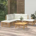 Produktbild: 6-tlg. Garten-Lounge-Set mit Cremeweißen Kissen Bambus