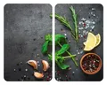 Produktbild: WENKO Herdabdeckplatten 2er Set Kräutermotiv Glas schlagfest rutschfest robust