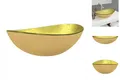 Produktbild: Waschbecken Badezimmer Aufsatzwaschbecken Hartglas 54,5x35x15,5 Cm Golden