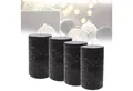 Produktbild: Candelo Stumpenkerze Kerzen Ambiente Rustic Stumpenkerzen - Schwarz - große Rustik Kerze (4er Set, 4-tlg., 12cm), lange Brenndauer ca. 54 Std Weihnachtskerzen Adventskranz