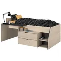 Produktbild: Parisot Meuble Hochbett, Eiche, Holz, Nachbildung,Eiche, 2 Schubladen, Rechteckig, 90x200 cm, Kinder- & Jugendzimmer, Kindermöbel, Kinderbetten, Hochbetten
