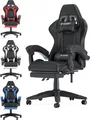 Produktbild: Bigzzia Gaming Stuhl mit Fußstütze - Gamer Stühle Ergonomisch mit Lendenkissen + Kopfstütze Gaming Chair Höhenverstellbar Computerstuhl für Erwachsene Mädchen Junge, Schwarz