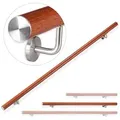 Produktbild: relaxdays Handlauf Aluminium Eiche Optik, 150 cm Gesamtlänge, 1500 mm braun|silberfarben 150 cm
