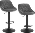 Produktbild: WOLTU Barhocker 2er Set, Barstuhl, Gute gepolsterte Sitzfläche aus Samt, Höhenverstellbar, 360° Drehbar, Dunkelgrau