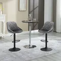 Produktbild: Woltu 2er-set Barhocker Tresenhocker, Gute Gepolstert, Samt, Hocker Höhenverstellbar, Drehbar, Dunkelgrau
