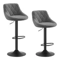 Produktbild: WOLTU Barhocker 2er Set, Barstuhl Höhenverstellbar, Samtsitz, Dunkelgrau