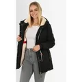 Produktbild: Navahoo Ireliaa Damen Parka – Windabweisende Winterjacke mit Teddyfell & Kapuze - Schwarz