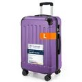 Produktbild: YONSLY Gepäck Suitcase Reisekoffer, Trolley Rollkoffer Handgepäck, Hartschalenreisekoffer mit 360° Lenkrollen, Zahlenschloss, Mehrstufiger Teleskopgriff (L, Lila)