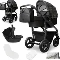 Produktbild: Bergsteiger Capri Kombikinderwagen 3-in-1 – Babywanne, Sportsitz & i-Size Babyschale, Luftreifen, Federung, höhenverstellbarer Griff, faltbar, Zubehör