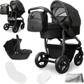 Produktbild: Bergsteiger Capri Kombikinderwagen 3-in-1 – Babywanne, Sportsitz & i-Size Babyschale, Luftreifen, Federung, höhenverstellbarer Griff, faltbar, Z... - Grau